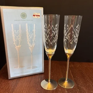 Martha Stewart Blütenblatt Spalier 2er Set versilbert Toasten Flöten 6,43 Oz. - Bild 1 von 5