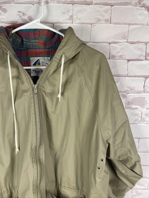 Abrigo de lluvia vintage Misty Harbor para mujer’s L pulido con capucha forro a cuadros invierno años 90’s Foto 1 de 4