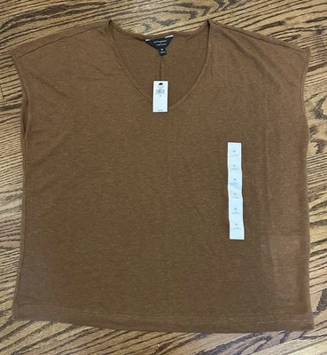 NUEVA Camiseta Banana Republic Factory Mezcla de Lino Marrón Talla Mediana Nueva con Etiquetas Foto 1 de 2