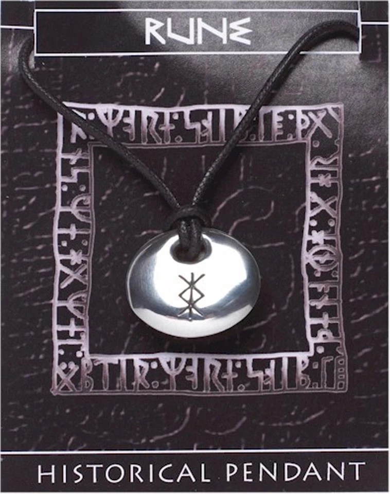 VIKING Rune Stone Pendant - Protection on a waxed cord, with info card [RUNEP] - image 1 of 1