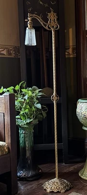 Antique Art Deco Art Nouveau Bridge Arm Floor Lamp - Image 1 of 4