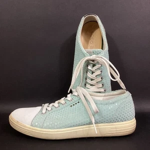 Ecco Spikeless Golf Shoes - Women's Sz 9.5 Extra Width- Sky Blue Spotted - E-DTS - Picture 1 of 10