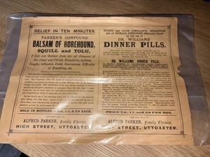 Antik 1890er Alfred Parker Chemiker Uttoxeter Medizin Werbung Breitseitenplakat - Bild 1 von 8