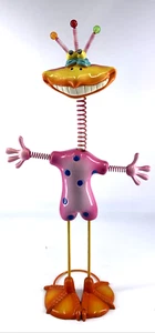 Exhart Geeky Beeks Bird Pink Garden Whimsical Creature 15" Tall Freestanding - Picture 1 of 8