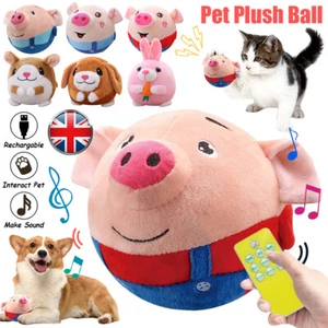Puppy Ball Active Moving Pet Plush Toy Singing Dog Chewing Squeake USB Toys UK - Picture 1 of 39