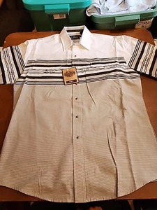 Roper Western Herren LARGE S/S grau/weiß Freizeit Druckknopfleiste Hemd neu mit Etikett. GB19 - Bild 1 von 11