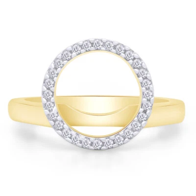 Halo Solitaire Enhancer 14k Gold 0.05 Ct Natural Diamond Ring Guard Jacket Wrap - Image 1 of 4