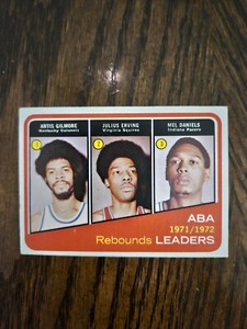 1972 Topps ABA Rebound Leaders Gilmore/Julius Erving/Daniels #263 (Erving RC Yr)