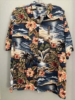 Duke kahanamoku hawaiian shirt Short Sleeve  Men’s L Floral Surf Rayon/cotton - Image 1 of 4