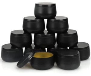 Candle Tin 24 Piece, 8 oz, Candle Containers with Lid, Black Candle Jars for Can - Bild 1 von 7
