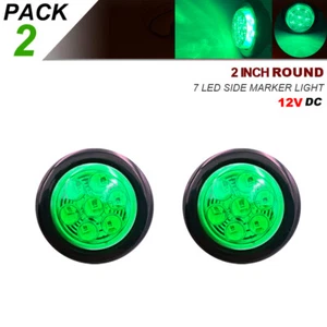 2Pcs 2" Inch Green 12V LED Light Round Clearance Side Marker Truck Trailer Light - Bild 1 von 11