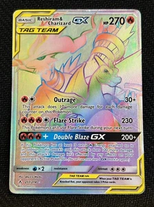 Reshiram & Charizard GX 217/214 Full Art Secret Rainbow Rare Pokemon Card - Picture 1 of 2