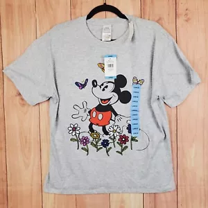 Disney Ladies Mickey Mouse Shirt Sz L Large Heather Grey T-Shirt NEW NWT - Picture 1 of 8