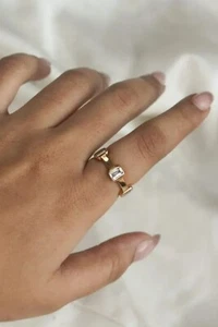 0.75ct Lab Grown Emerald Cut Diamond Band Ring in 14KT Solid Gold in Size 12 UNI - Picture 1 of 12