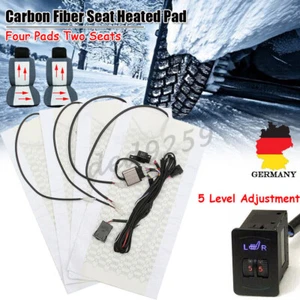 4 tlg Auto Sitzheizung Carbon Heizmatten 5 Stufen Nachrüstsatz Universal KFZ PKW - Picture 1 of 10