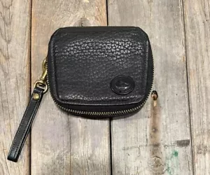 Muñequera clásica vintage Dooney & Bourke pequeña con cremallera alrededor estuche cuero negro - Imagen 1 de 13