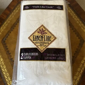 LINEN LIKE PREMIUM Paper Tablecloths (2) BRAND NEW SEALED 50” x 108” Cloth Feel - Picture 1 of 5
