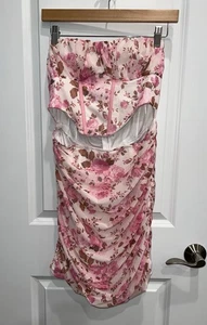 Hello Molly Women’s Floral Truly Mine Strapless Ruched Mini Dress Size XL 10 NWT - Picture 1 of 6