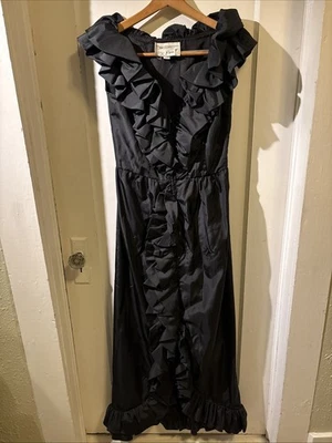 Vestido The Gilberts For Tally Vintage Años 80 Negro Volantes Fuera del Hombro Talla 8 Foto 1 de 4