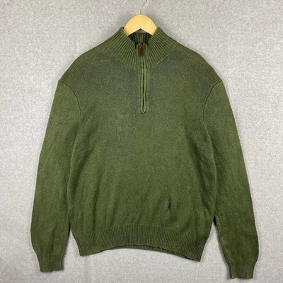 Vintage Polo Ralph Lauren Sweater Mens XL Green 1/4 Zip Jumper Silk Cashmere - Image 1 of 4