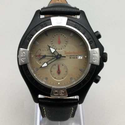 Timberland Reloj Cronógrafo 43mm Hombre Aluminio Negro Correa Cuero Batería Nueva Foto 1 de 4