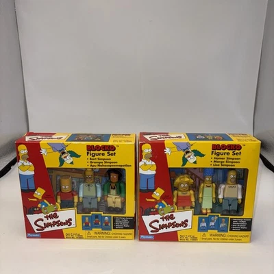 Vtg The Simpsons BLOCKO Figure Set Lot Of 2 Bart Homer Lisa Marge Grandpa Apu - Image 1 of 4
