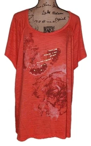 Fashion Bug - Koralle Poly/Rayon leichte grafische Tunika - Damengröße 3X - Bild 1 von 3