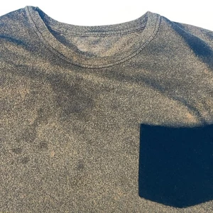 T-shirt Boho grande tasca vuota invecchiata nera marrone grunge dissolvenza abbigliamento da lavoro - Foto 1 di 14