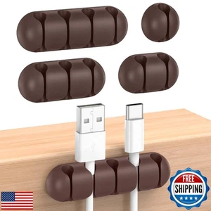 UNBREAKcable Cable Holder Clips, 5 Pack Cord Organizer for Desk, Silicone Adj - Afbeelding 1 van 5