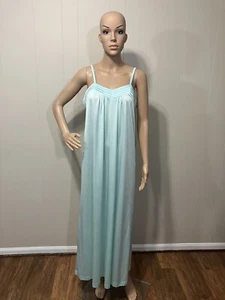Long Sexy Silky "Pinehurst" Women's US Vintage Nylon Aqua Nightgown Size Small - Picture 1 of 12