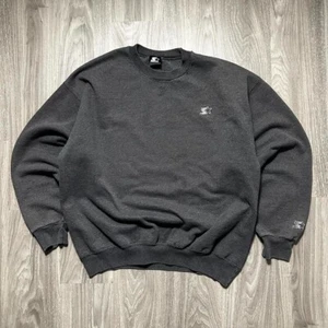 Vintage Starter dunkelgrauer Pullover mit Rundhalsausschnitt und gestickten Details - Bild 1 von 5