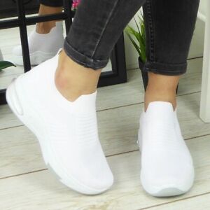 Womens Sock Trainers Ladies Sneakers Slip On Plimsole Jogging Pumps Shoes Sizes