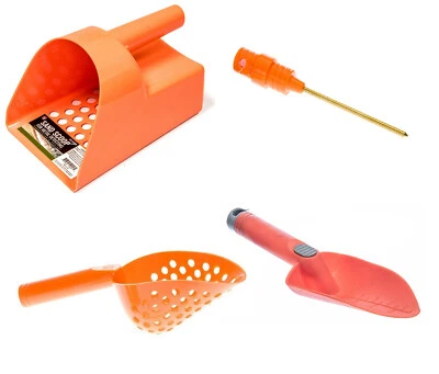TUCSON TOOLS Metal Detecting Detector Tool Kit ORANGE Sand Sifter Hand Trowel Scoop + Probe