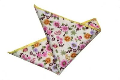 Gascoigne Bolsillo Cuadrado Algodón Floral Blanco Amarillo Naranja Rosa Púrpura Para Hombre Foto 1 de 2