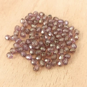 100 Fire Polished Faceted Round Czech Glass Beads, 4mm, Light Topaz Dusky Rose - Picture 1 of 4