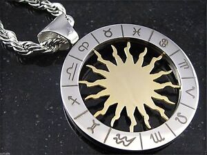 Edelstahl  Anhänger Sternzeichen Sonnensymbol Ø 3,3 cm Astrologie Horoskop Kette