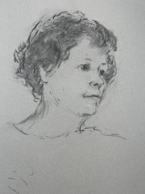 "Retrato original de mujeres en blanco y negro Elaine 17x12"" bellas artes dibujo pastel" Foto 1 de 4