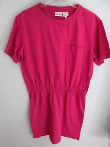 Vintage 90s NEWPORT NEWS Hot Pink Dress Size Large 100% Cotton Short Sleeve - Picture 1 of 6