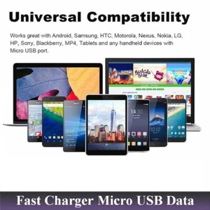 Micro USB Fast Charging Lead For Samsung Galaxy HTC Google Nexus 1M 2M Lead - Picture 1 of 17