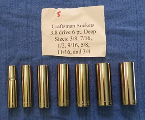 New NOS Craftsman Socket Set SAE 7 Pieces 3/8" Drive 6 Point Deep 3/8" - 3/4" - Picture 1 of 4