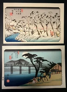 Japanese woodblock prints, Ukiyo-e ,Vintage. a set of Two, Hiroshige, EISEN, K15 - Picture 1 of 14