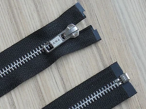 ZIPS YKK BEST QUALITY BLACK METAL OPEN END ZIP WITH SILVER TEETH PER ZIP... - Picture 1 of 1