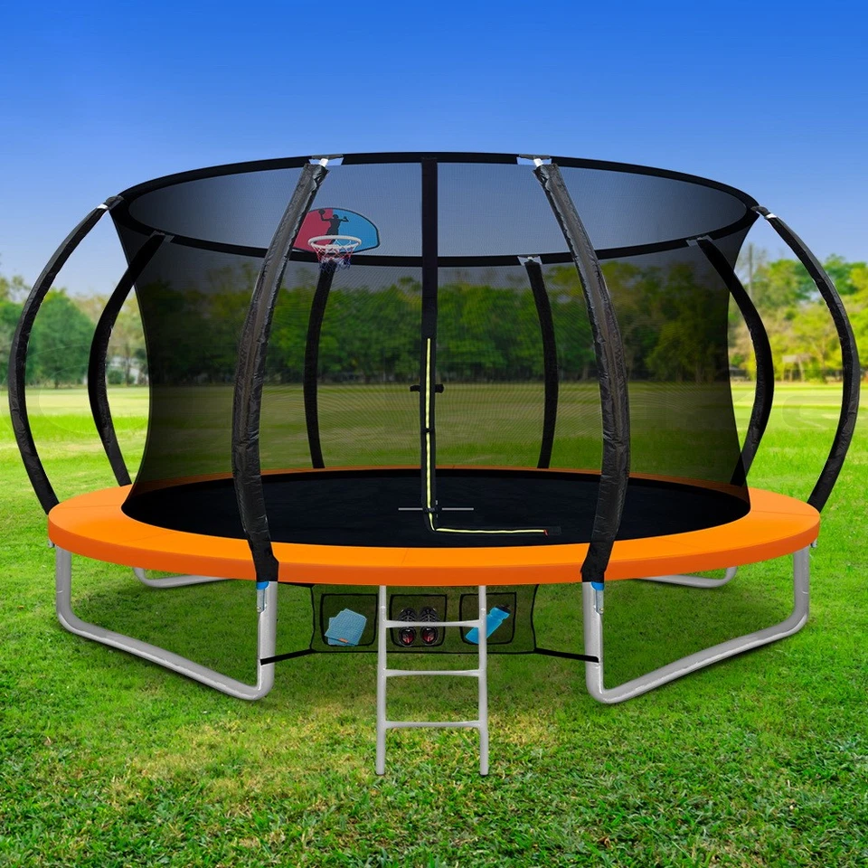 14FT Trampoline for Kids w/ Ladder Spacious Trampoline Safety Basketball set - image 1 of 4