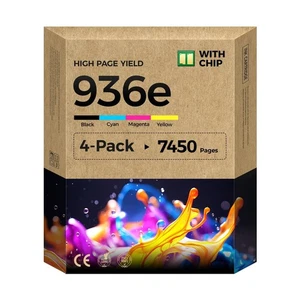 936e 936XL Lot de 4 Cartouches d'encre avec Puce Haut Rendement Remplacement pour HP... - Photo 1/7