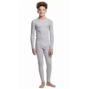 Hanes Boys Transpirable Calor Crew Top & Pantalones Conjunto Capa Base GRIS XL ''NUEVO'' - Imagen 1 de 3