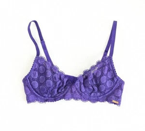 Savage x Fenty Purple Mod on the Moon Fashion Bra Size 32A Crochet Polka Dot - Picture 1 of 6