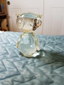 Vintage Clear Crystal Glass Owl Figurine With BIG EYES 3 3/4" Tall - Picture 1 of 5