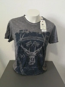 Camiseta cuello redondo Milano Italy talla XL 54 gris azul con estampado lavadora - Imagen 1 de 5
