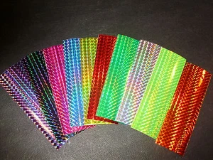 PACK de 10 cinta de señuelo de pesca de color prisma de 2" x 6" en 11 colores - Imagen 1 de 12