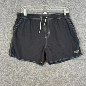 Hugo Boss Swim Trunks Mens Medium Black Board Shorts Y2K Casual - Picture 1 of 9